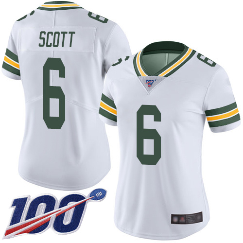 Nike Packers #6 JK Scott White Women's Stitched NFL 100th Season Vapor Limited Jersey