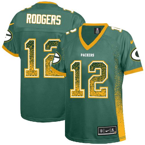Nike Packers #12 Aaron Rodgers Green Team Color Women's Stitched NFL Elite Drift Fashion Jersey