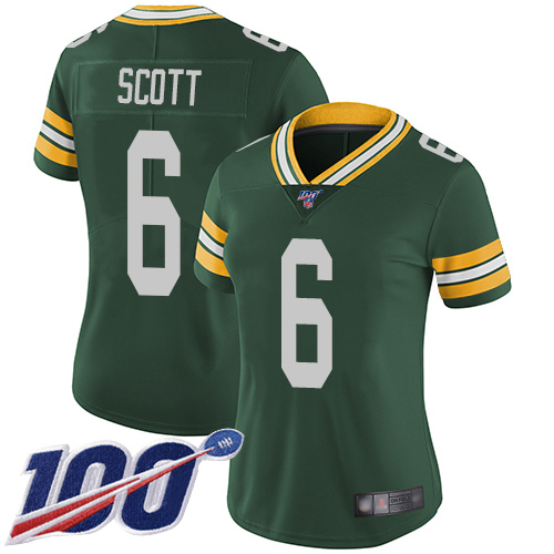 Nike Packers #6 JK Scott Green Team Color Women's Stitched NFL 100th Season Vapor Limited Jersey