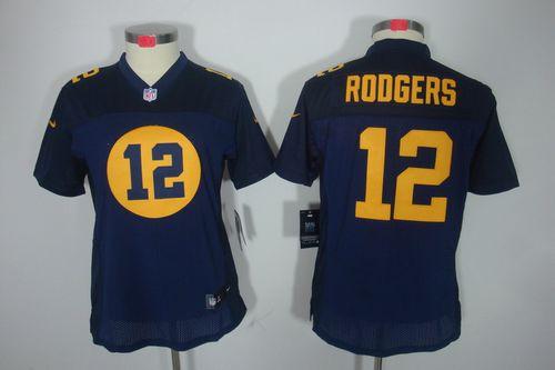 Nike Packers #12 Aaron Rodgers Navy Blue Alternate Women's Stitched NFL Limited Jersey