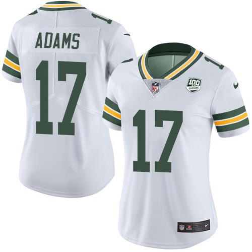 Nike Packers #17 Davante Adams White Women's 100th Season Stitched NFL Vapor Untouchable Limited Jersey