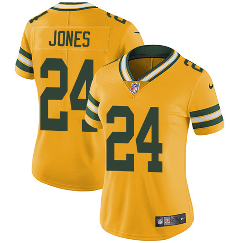 Nike Packers #24 Josh Jones Yellow Women's Stitched NFL Limited Rush Jersey
