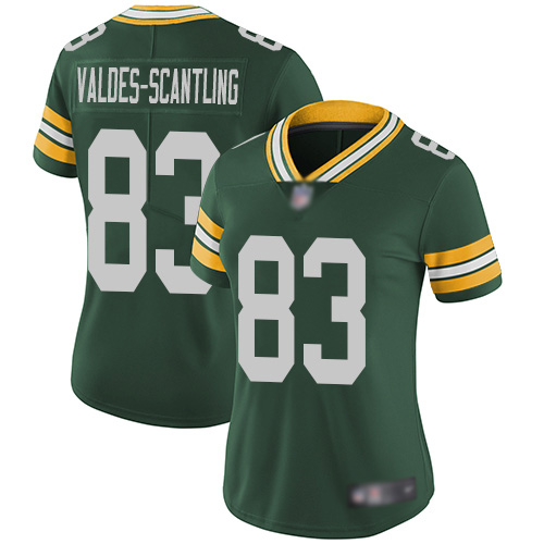Nike Packers #83 Marquez Valdes-Scantling Green Team Color Women's Stitched NFL Vapor Untouchable Limited Jersey