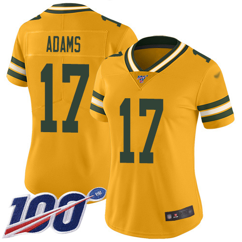 Nike Packers #17 Davante Adams Gold Women's Stitched NFL Limited Inverted Legend 100th Season Jersey