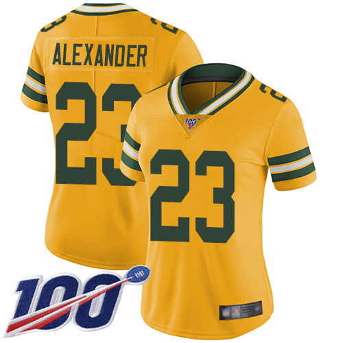 Nike Packers #23 Jaire Alexander Yellow Women's Stitched NFL Limited Rush 100th Season Jersey