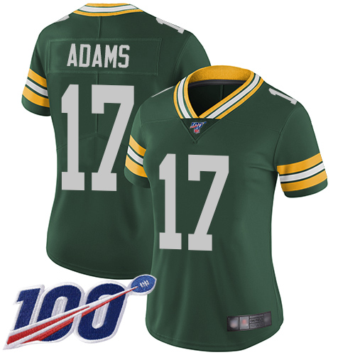 Nike Packers #17 Davante Adams Green Team Color Women's Stitched NFL 100th Season Vapor Limited Jersey