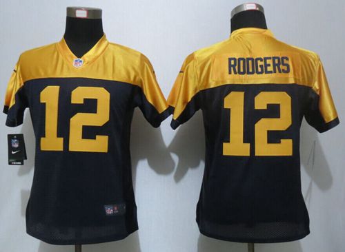 Nike Packers #12 Aaron Rodgers Navy Blue Alternate Women's Stitched NFL New Limited Jersey