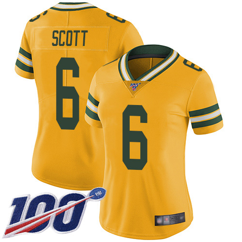 Nike Packers #6 JK Scott Gold Women's Stitched NFL Limited Inverted Legend 100th Season Jersey