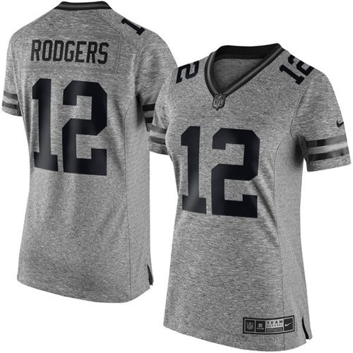 Nike Packers #12 Aaron Rodgers Gray Women's Stitched NFL Limited Gridiron Gray Jersey