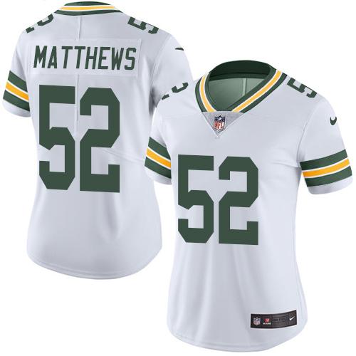 Nike Packers #52 Clay Matthews White Women's Stitched NFL Vapor Untouchable Limited Jersey