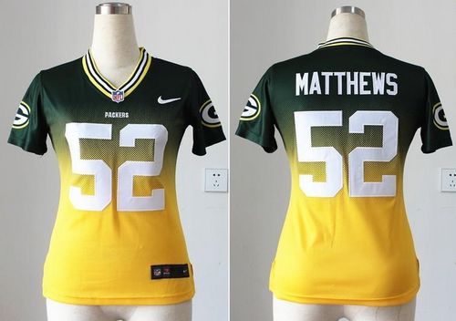 Nike Packers #52 Clay Matthews Green/Gold Women's Stitched NFL Elite Fadeaway Fashion Jersey