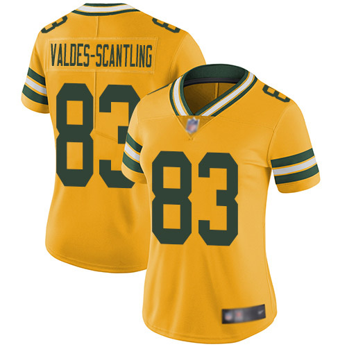 Nike Packers #83 Marquez Valdes-Scantling Yellow Women's Stitched NFL Limited Rush Jersey