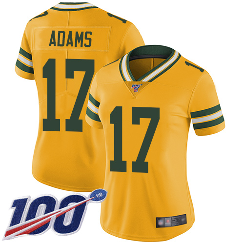 Nike Packers #17 Davante Adams Yellow Women's Stitched NFL Limited Rush 100th Season Jersey