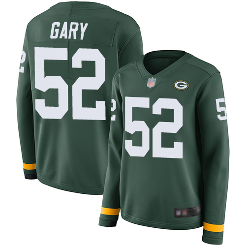 Nike Packers #52 Rashan Gary Green Team Color Women's Stitched NFL Limited Therma Long Sleeve Jersey