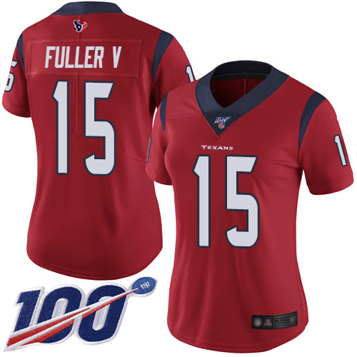 Nike Texans #15 Will Fuller V Red Alternate Women's Stitched NFL 100th Season Vapor Limited Jersey