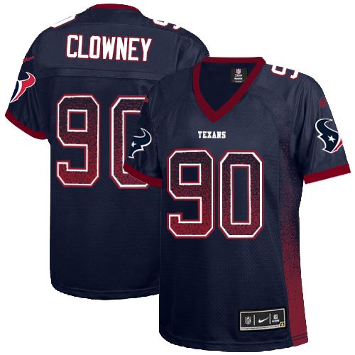 Nike Texans #90 Jadeveon Clowney Navy Blue Team Color Women's Stitched NFL Elite Drift Fashion Jersey