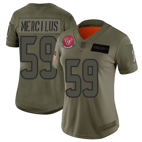Nike Texans #59 Whitney Mercilus Camo Women's Stitched NFL Limited 2019 Salute to Service Jersey