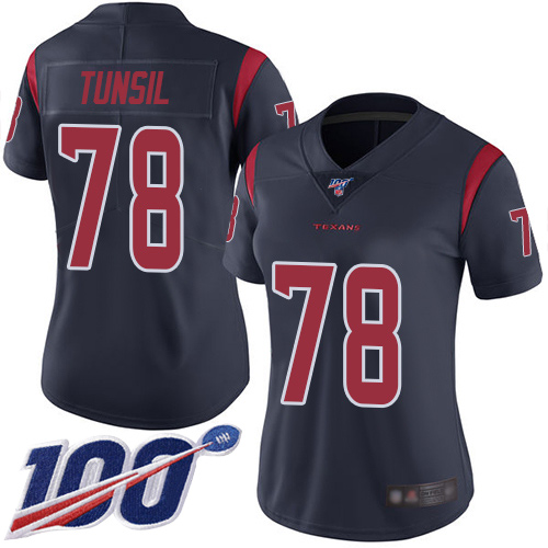 Nike Texans #78 Laremy Tunsil Navy Blue Women's Stitched NFL Limited Rush 100th Season Jersey
