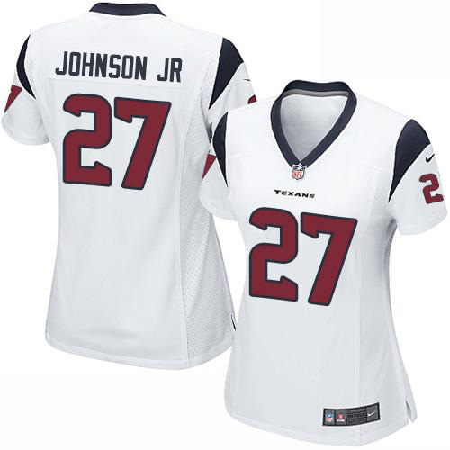 Nike Texans #27 Duke Johnson Jr White Women's Stitched NFL Elite Jersey