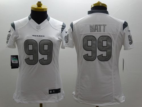 Nike Texans #99 J.J. Watt White Women's Stitched NFL Limited Platinum Jersey