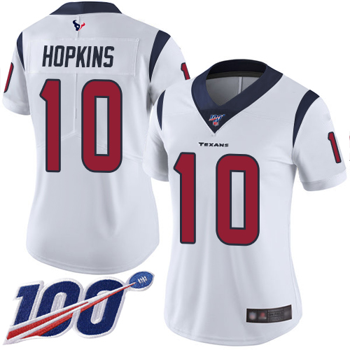 Nike Texans #10 DeAndre Hopkins White Women's Stitched NFL 100th Season Vapor Limited Jersey