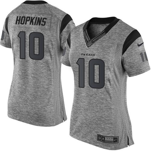 Nike Texans #10 DeAndre Hopkins Gray Women's Stitched NFL Limited Gridiron Gray Jersey