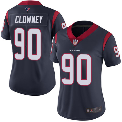 Nike Texans #90 Jadeveon Clowney Navy Blue Team Color Women's Stitched NFL Vapor Untouchable Limited Jersey