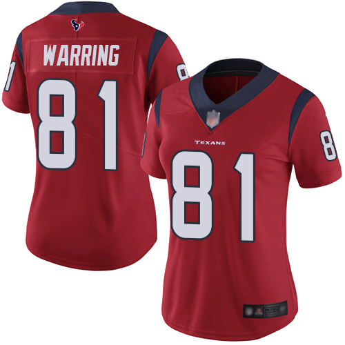 Nike Texans #81 Kahale Warring Red Alternate Women's Stitched NFL Vapor Untouchable Limited Jersey