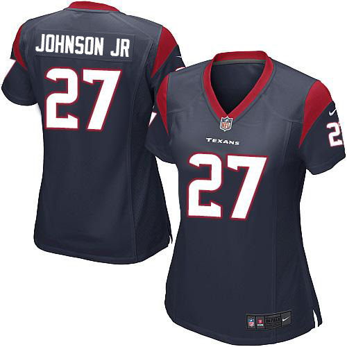 Nike Texans #27 Duke Johnson Jr Navy Blue Team Color Women's Stitched NFL Elite Jersey