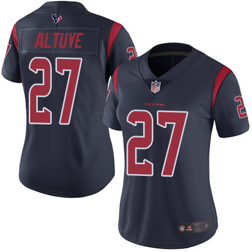 Nike Texans #27 Jose Altuve Navy Blue Women's Stitched NFL Limited Rush Jersey