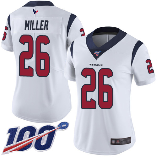 Nike Texans #26 Lamar Miller White Women's Stitched NFL 100th Season Vapor Limited Jersey