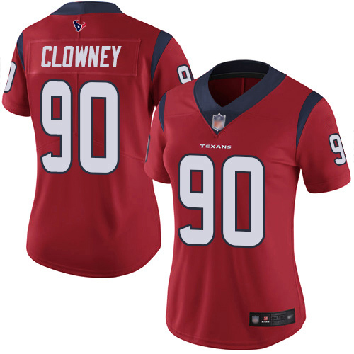 Nike Texans #90 Jadeveon Clowney Red Alternate Women's Stitched NFL Vapor Untouchable Limited Jersey