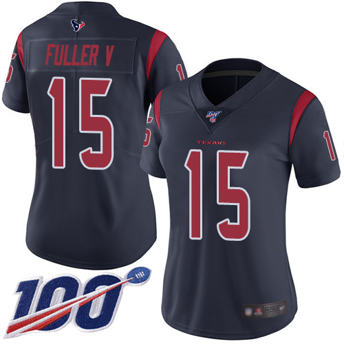 Nike Texans #15 Will Fuller V Navy Blue Women's Stitched NFL Limited Rush 100th Season Jersey