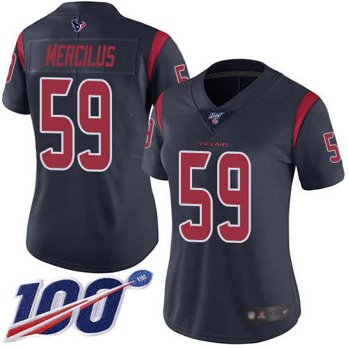 Nike Texans #59 Whitney Mercilus Navy Blue Women's Stitched NFL Limited Rush 100th Season Jersey