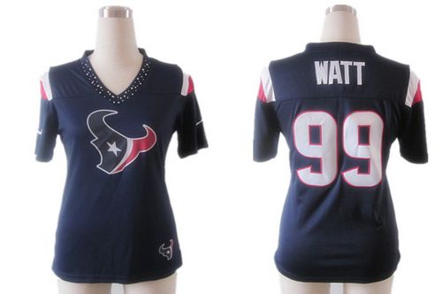 Nike Texans #99 J.J. Watt Navy Blue Team Color Women's Team Diamond Stitched NFL Elite Jersey