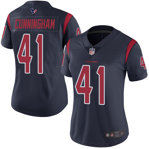 Nike Texans #41 Zach Cunningham Navy Blue Women's Stitched NFL Limited Rush Jersey