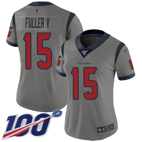Nike Texans #15 Will Fuller V Gray Women's Stitched NFL Limited Inverted Legend 100th Season Jersey