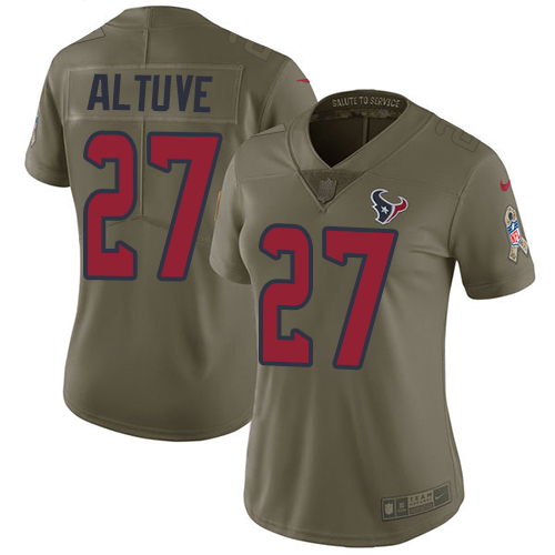 Nike Texans #27 Jose Altuve Olive Women's Stitched NFL Limited 2017 Salute to Service Jersey