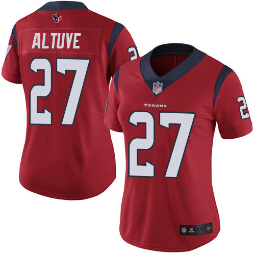 Nike Texans #27 Jose Altuve Red Alternate Women's Stitched NFL Vapor Untouchable Limited Jersey