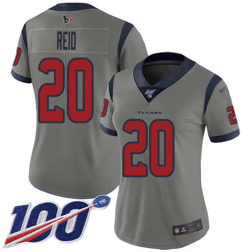 Nike Texans #20 Justin Reid Gray Women's Stitched NFL Limited Inverted Legend 100th Season Jersey