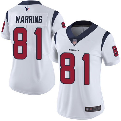 Nike Texans #81 Kahale Warring White Women's Stitched NFL Vapor Untouchable Limited Jersey
