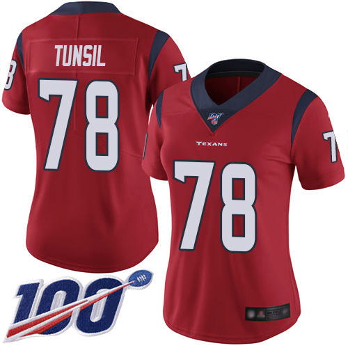 Nike Texans #78 Laremy Tunsil Red Alternate Women's Stitched NFL 100th Season Vapor Untouchable Limited Jersey