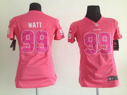 Nike Texans #99 J.J. Watt Pink Sweetheart Women's Stitched NFL Elite Jersey