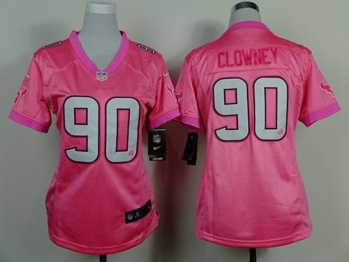 Nike Texans #90 Jadeveon Clowney Pink Women's Be Luv'd Stitched NFL New Elite Jersey