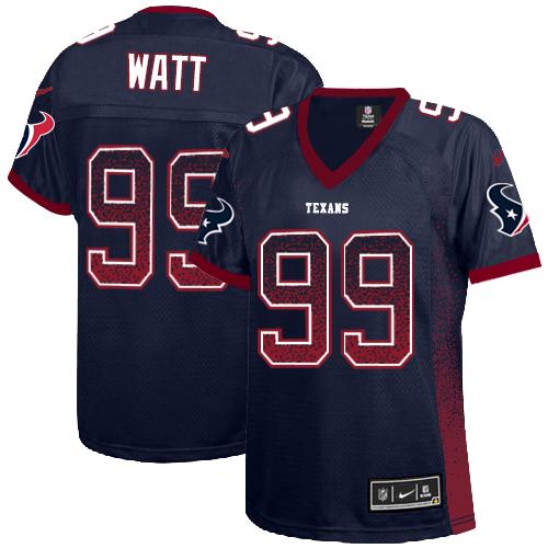 Nike Texans #99 J.J. Watt Navy Blue Team Color Women's Stitched NFL Elite Drift Fashion Jersey