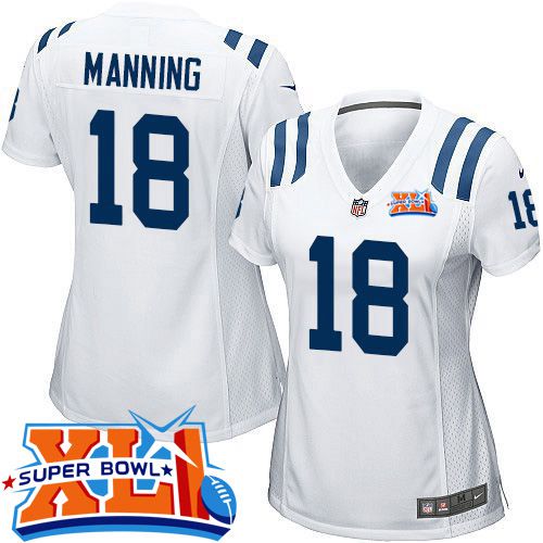 Nike Colts #18 Peyton Manning White Super Bowl XLI Women's Stitched NFL Elite Jersey