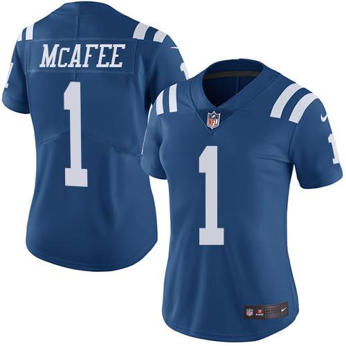 Nike Colts #1 Pat McAfee Royal Blue Women's Stitched NFL Limited Rush Jersey