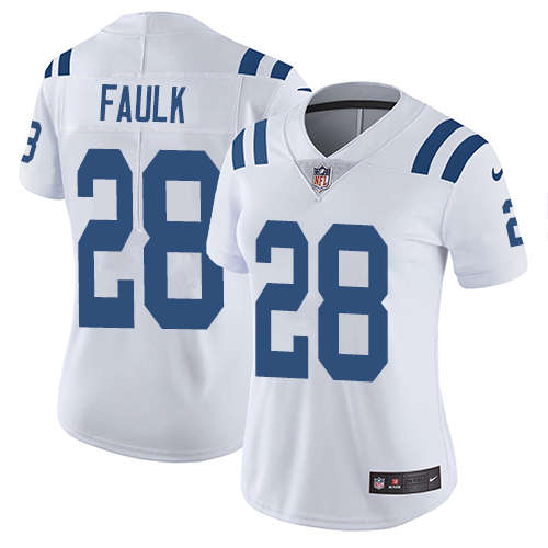 Nike Colts #28 Marshall Faulk White Women's Stitched NFL Vapor Untouchable Limited Jersey