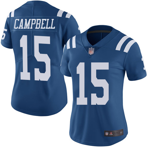Nike Colts #15 Parris Campbell Royal Blue Women's Stitched NFL Limited Rush Jersey