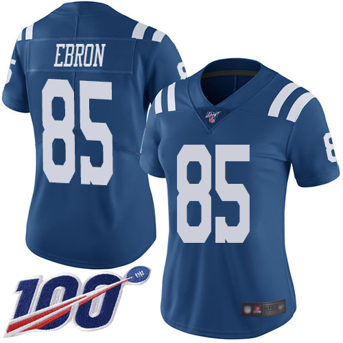 Nike Colts #85 Eric Ebron Royal Blue Women's Stitched NFL Limited Rush 100th Season Jersey
